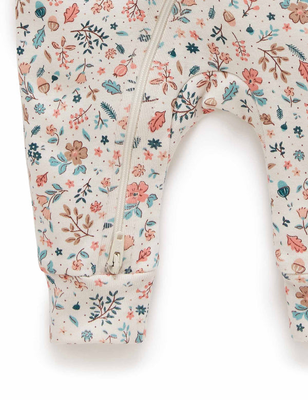 Footless Zip Growsuit - Leafy Print
