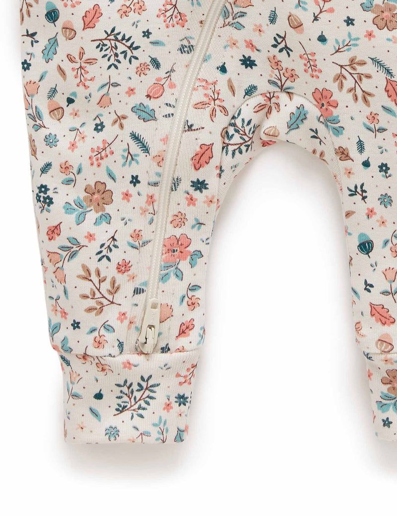 Footless Zip Growsuit - Leafy Print