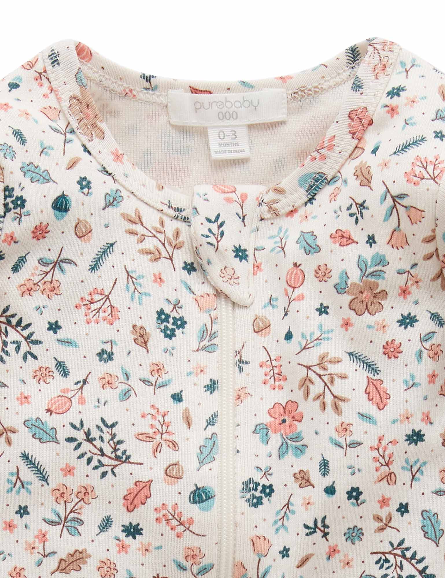 Footless Zip Growsuit - Leafy Print