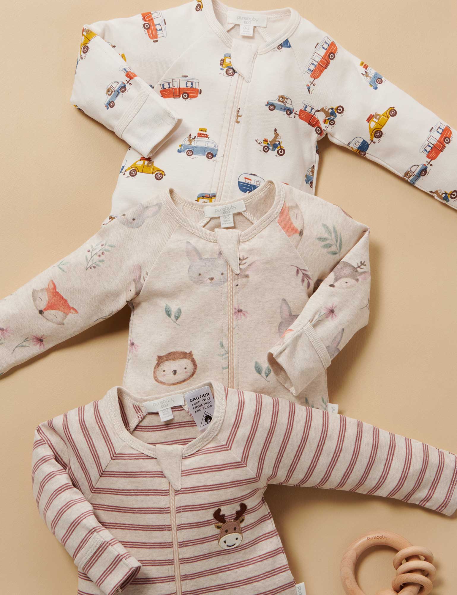 Printed Zip Growsuit - Road Trip Print