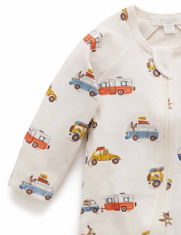 Printed Zip Growsuit - Road Trip Print