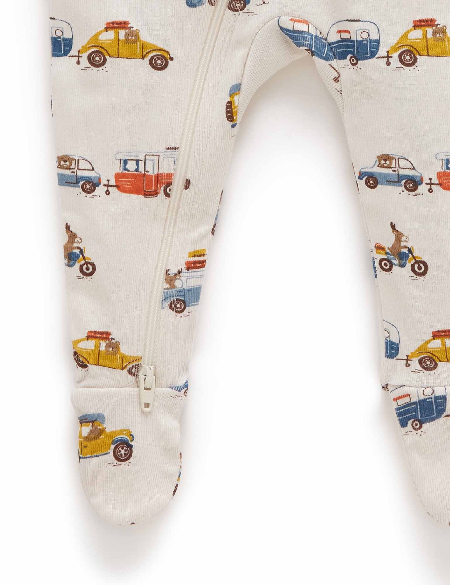 Printed Zip Growsuit - Road Trip Print