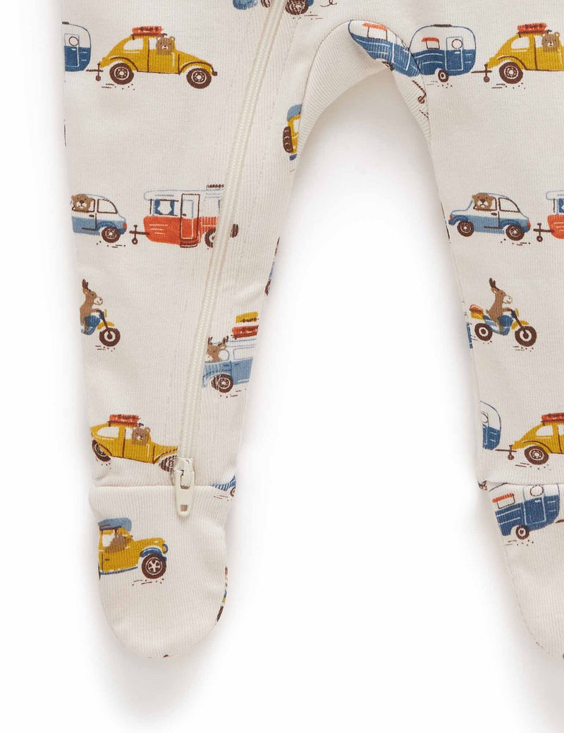 Printed Zip Growsuit - Road Trip Print