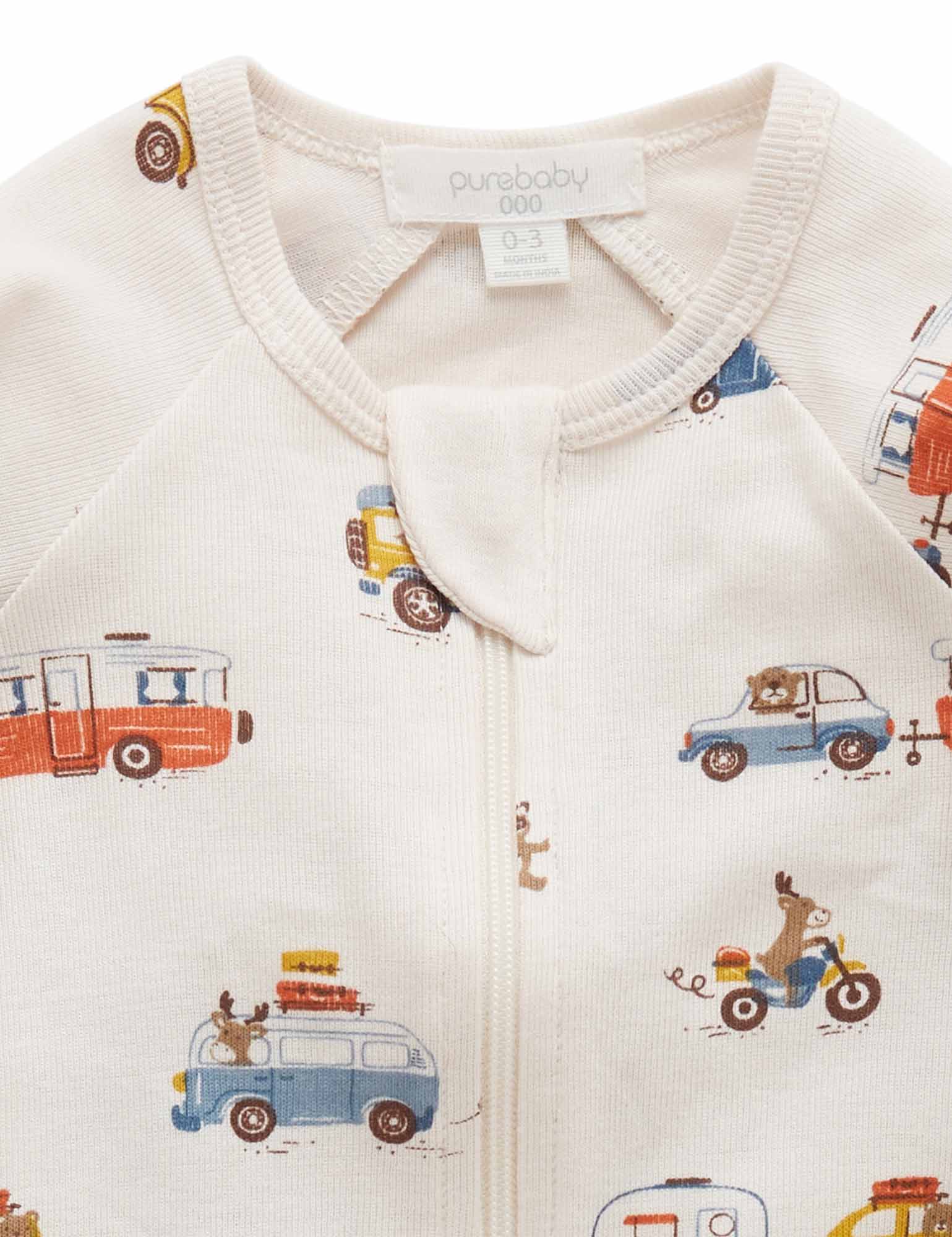 Printed Zip Growsuit - Road Trip Print