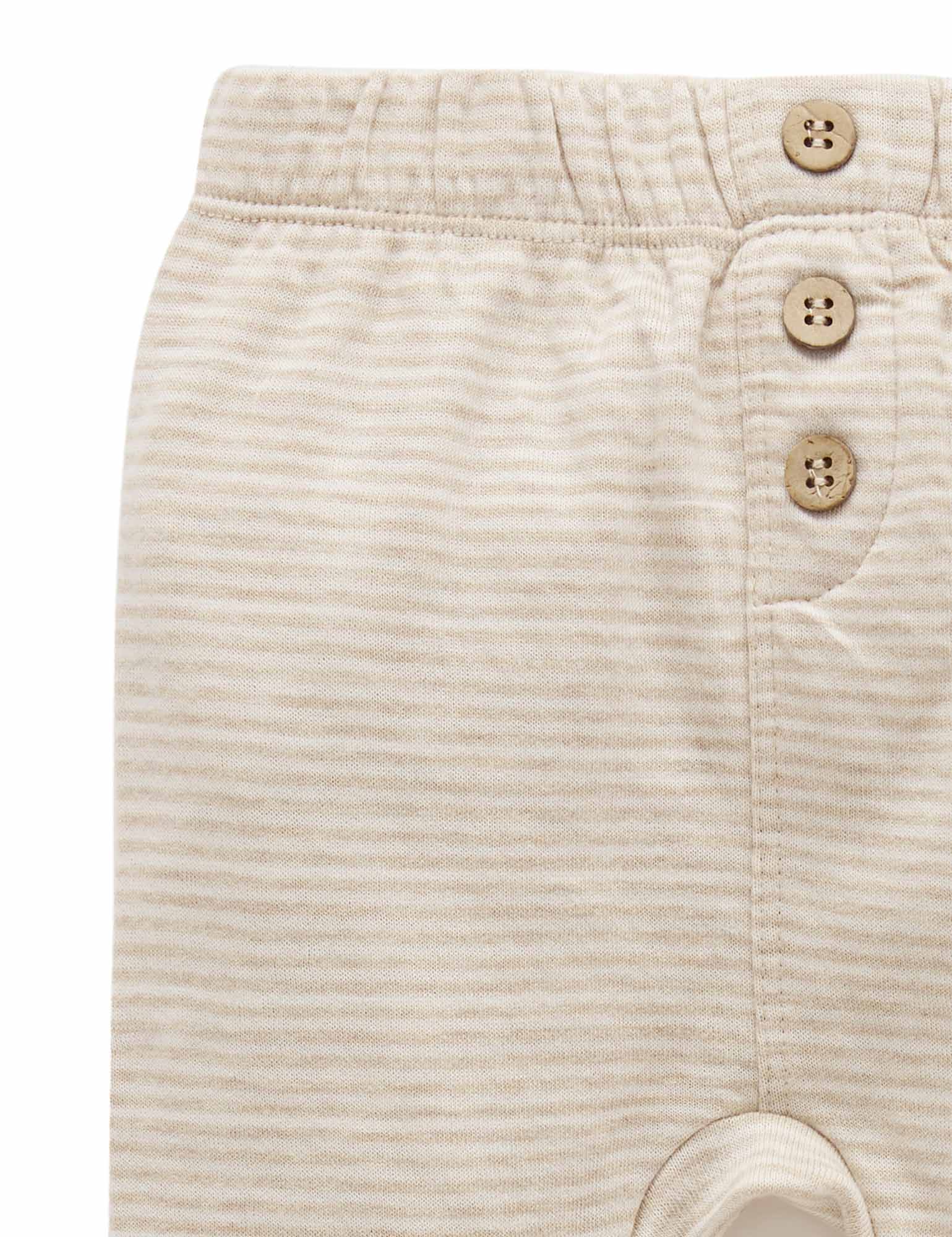 Knee Patch Leggings - Biscuit Mini Stripe