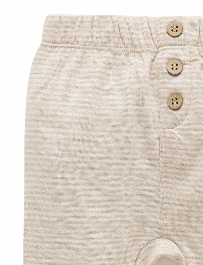 Knee Patch Leggings - Biscuit Mini Stripe