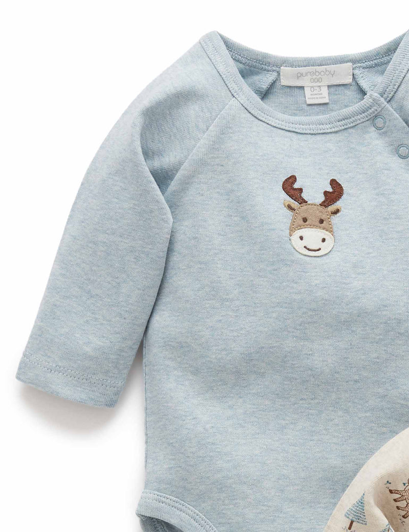 2 Pack Bodysuit Gift Pack - Almond Grazing Moose print