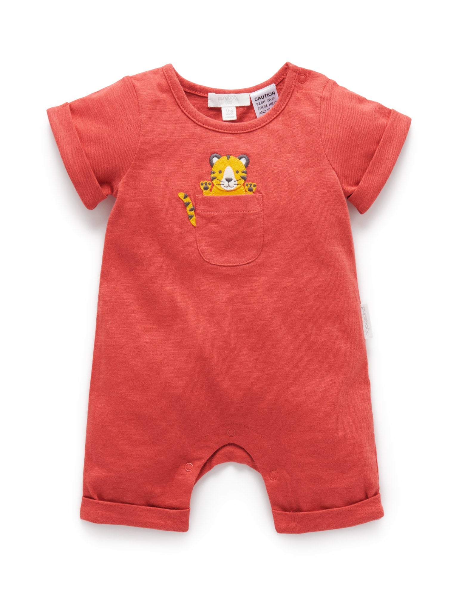 Tiger Peekaboo Growsuit - Vintage Red