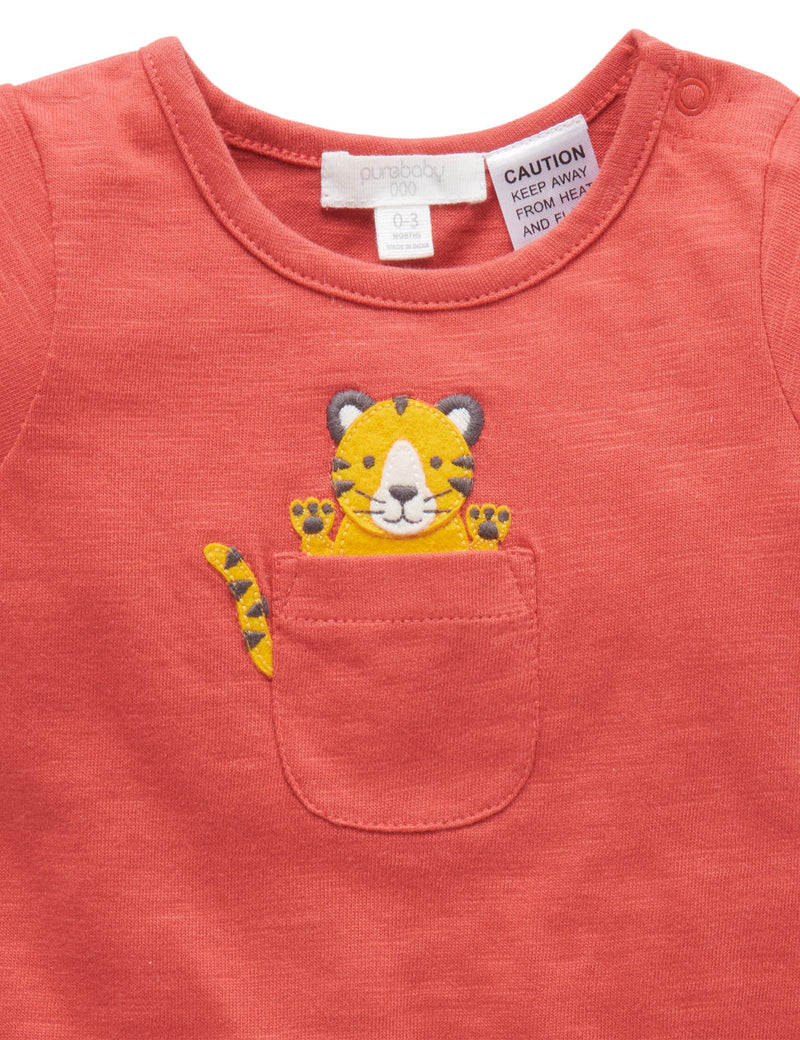 Tiger Peekaboo Growsuit - Vintage Red