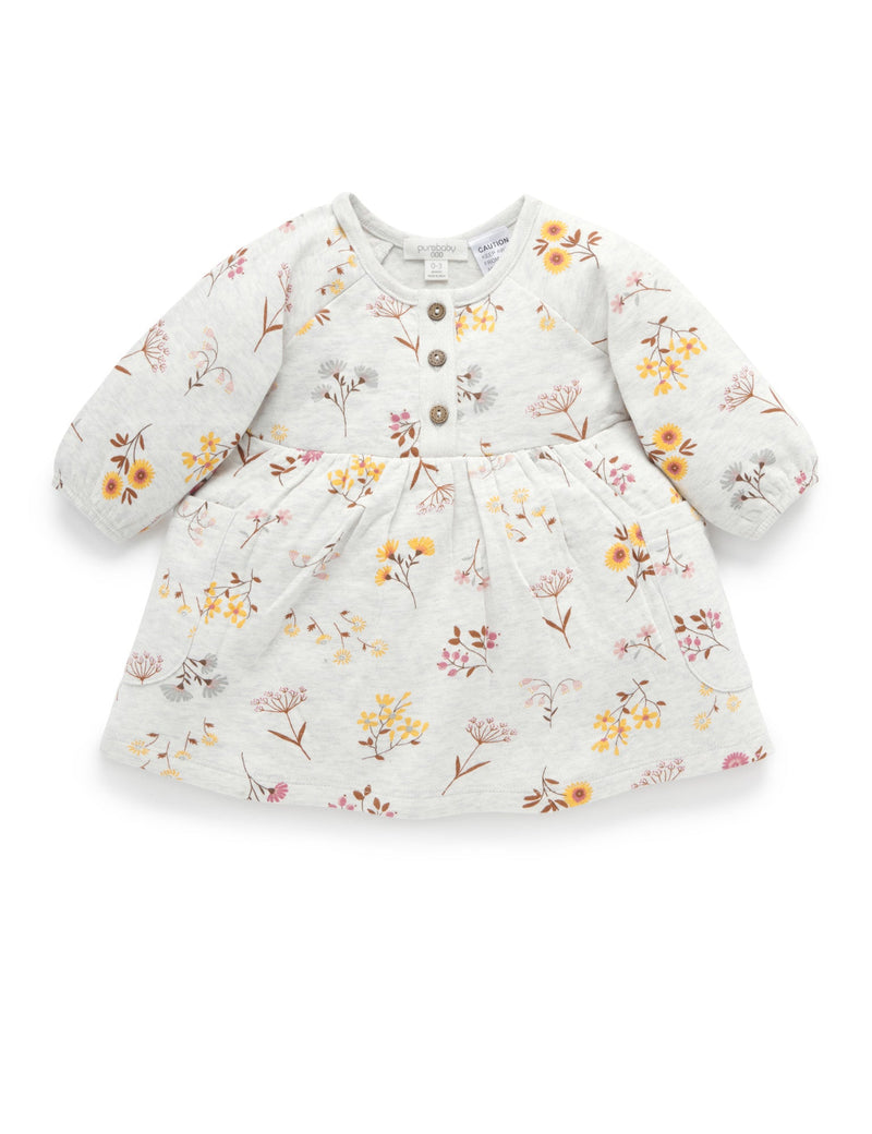 Woodland Flower Dress Bodysuit - Woodland Flower/Cloud Melange