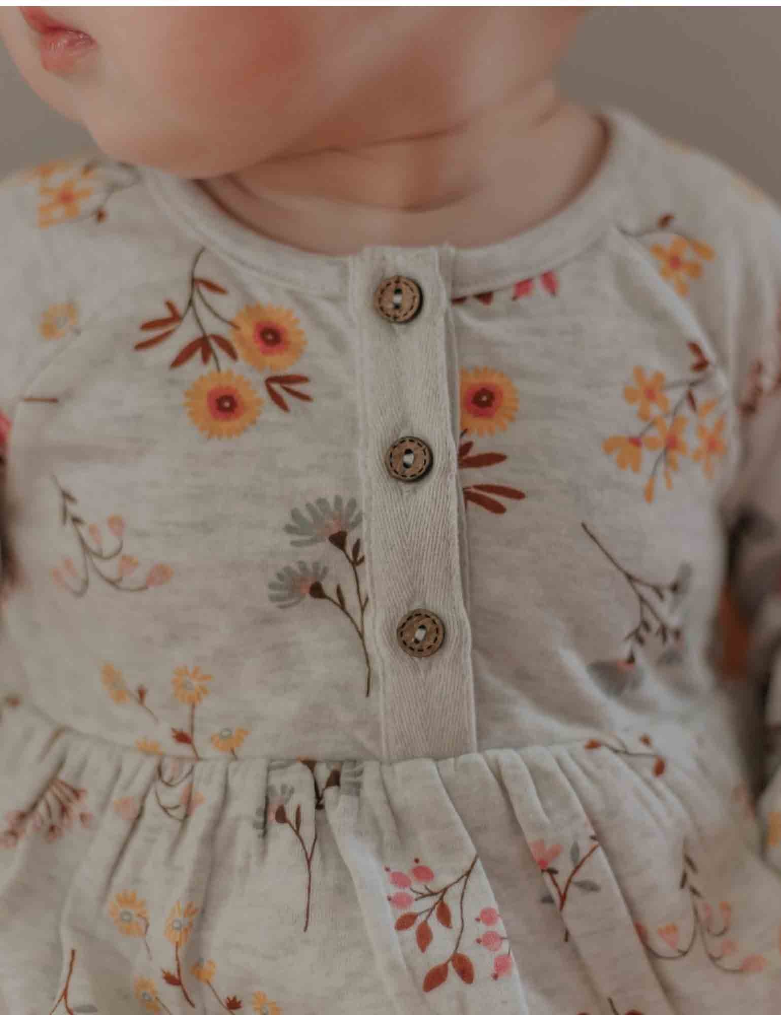 Woodland Flower Dress Bodysuit - Woodland Flower/Cloud Melange