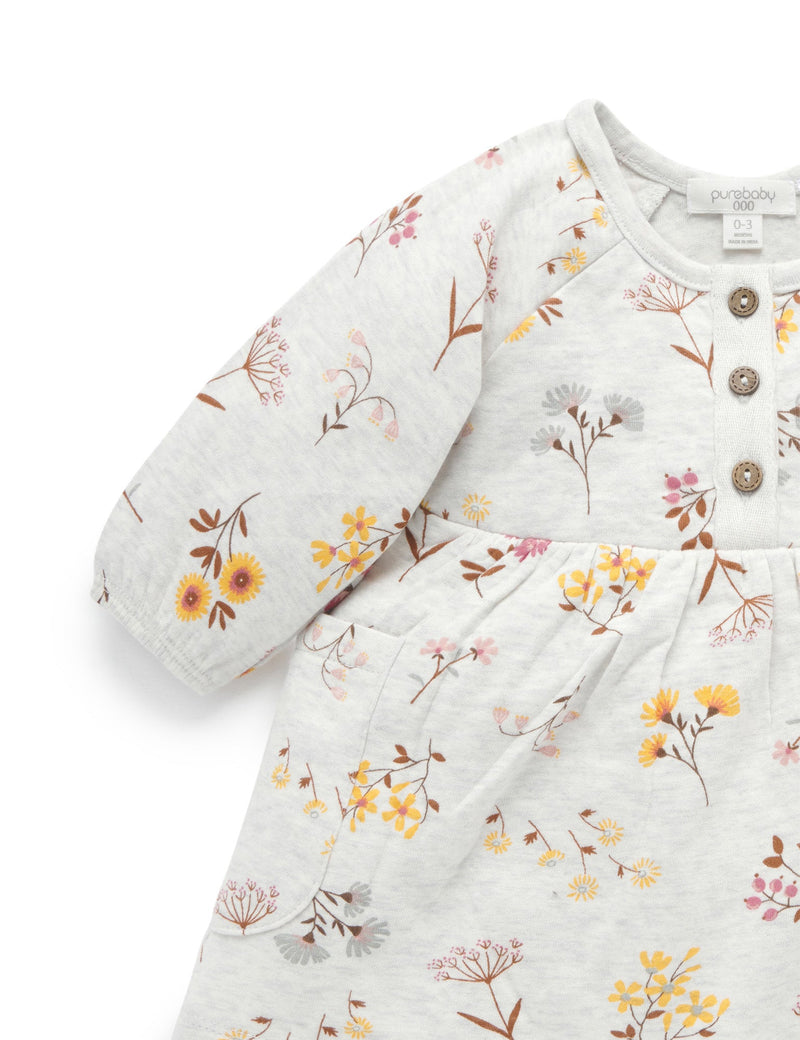 Woodland Flower Dress Bodysuit - Woodland Flower/Cloud Melange