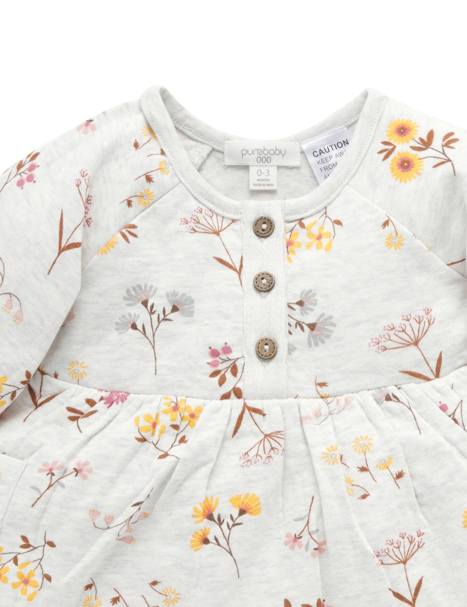 Woodland Flower Dress Bodysuit - Woodland Flower/Cloud Melange