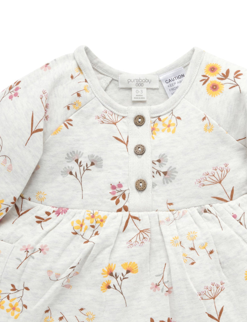 Woodland Flower Dress Bodysuit - Woodland Flower/Cloud Melange