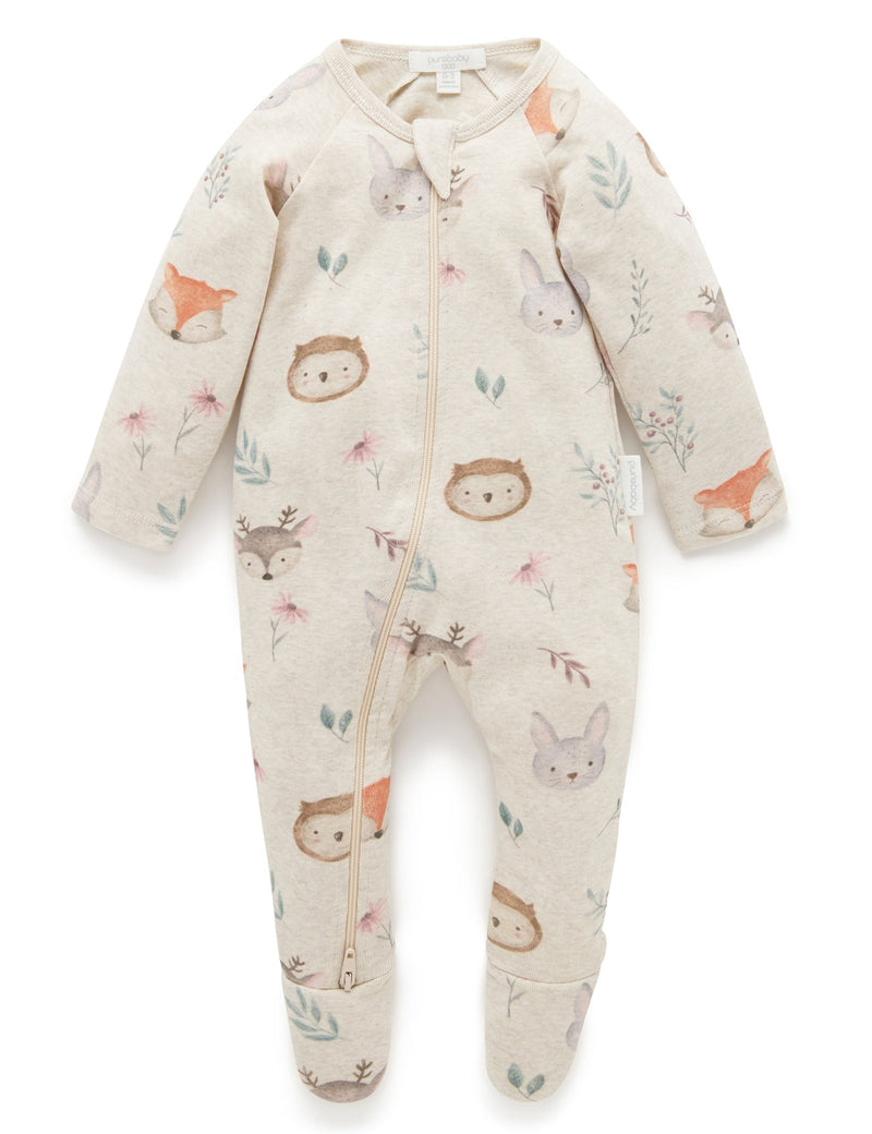 Printed Zip Growsuit - Mountain Faces Print