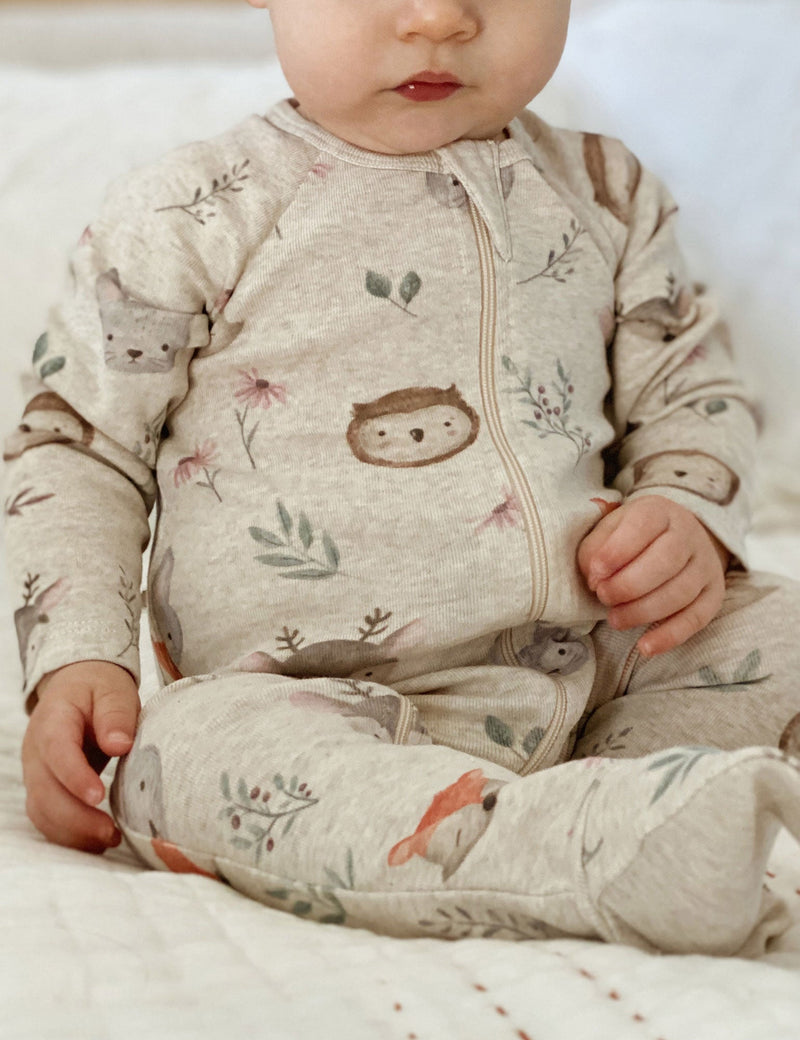 Printed Zip Growsuit - Mountain Faces Print