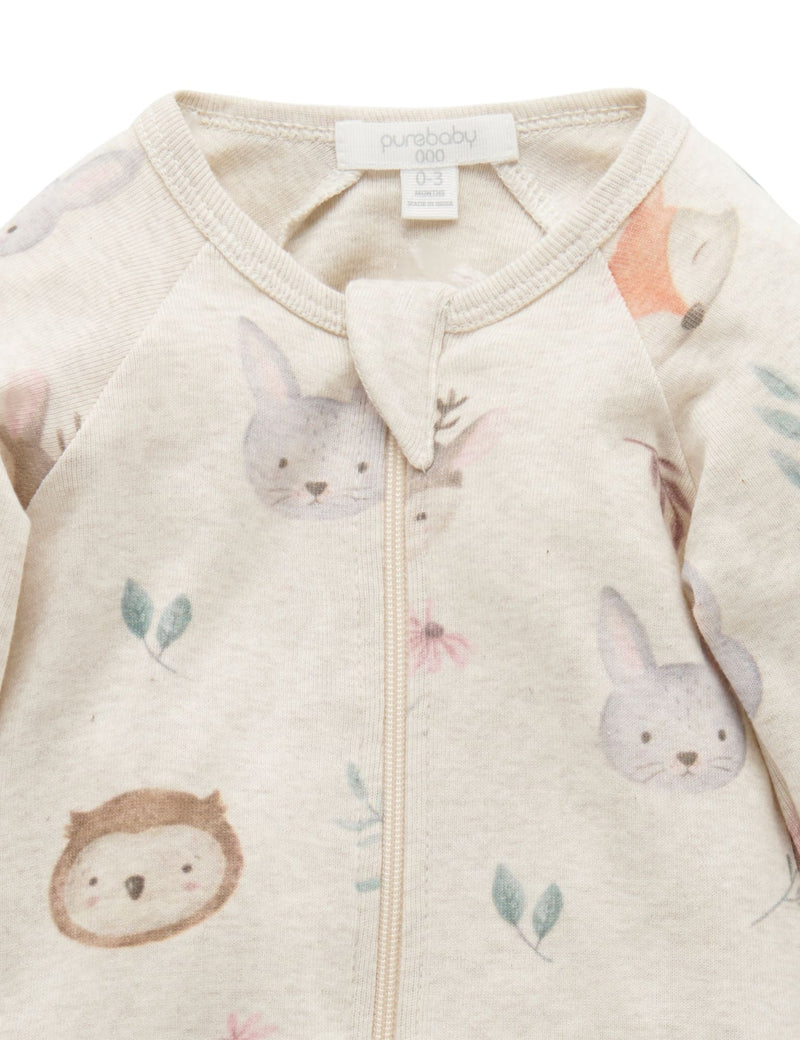 Printed Zip Growsuit - Mountain Faces Print