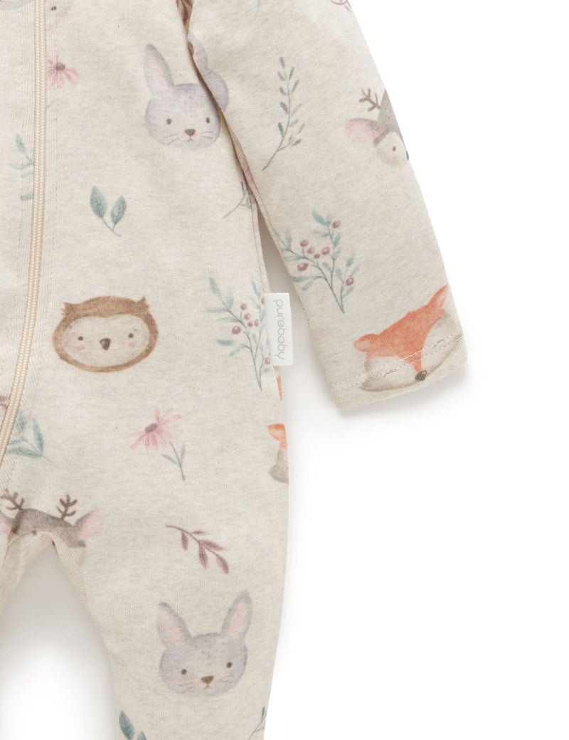 Printed Zip Growsuit - Mountain Faces Print