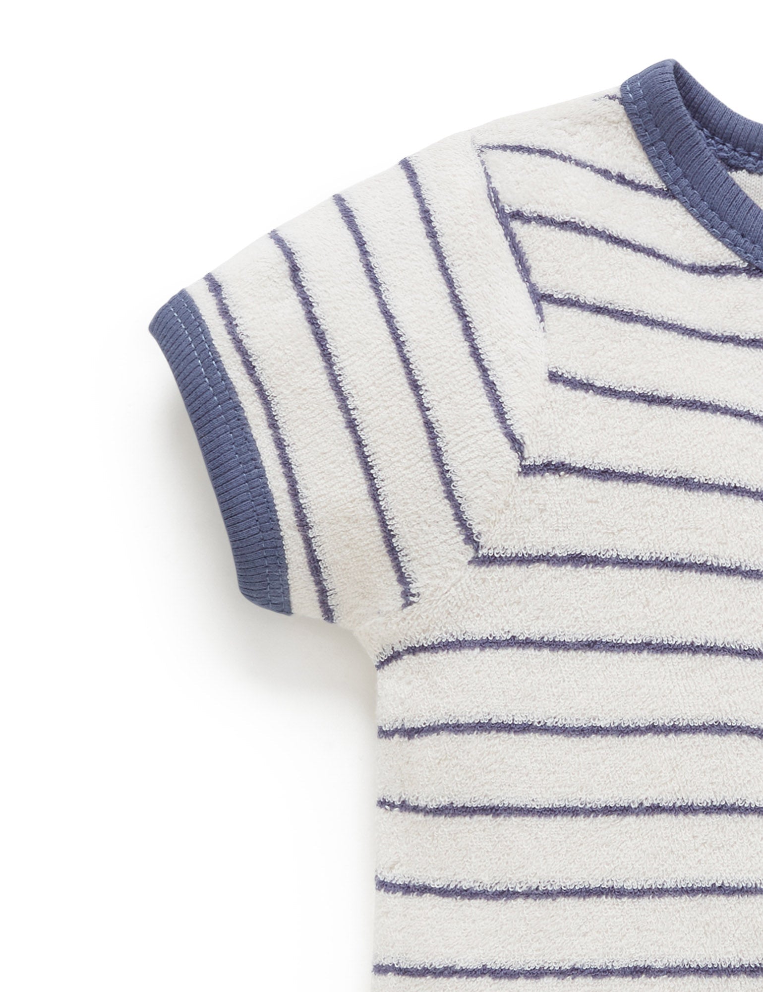 Towelling Shortie Growsuit - Bluestone Stripe