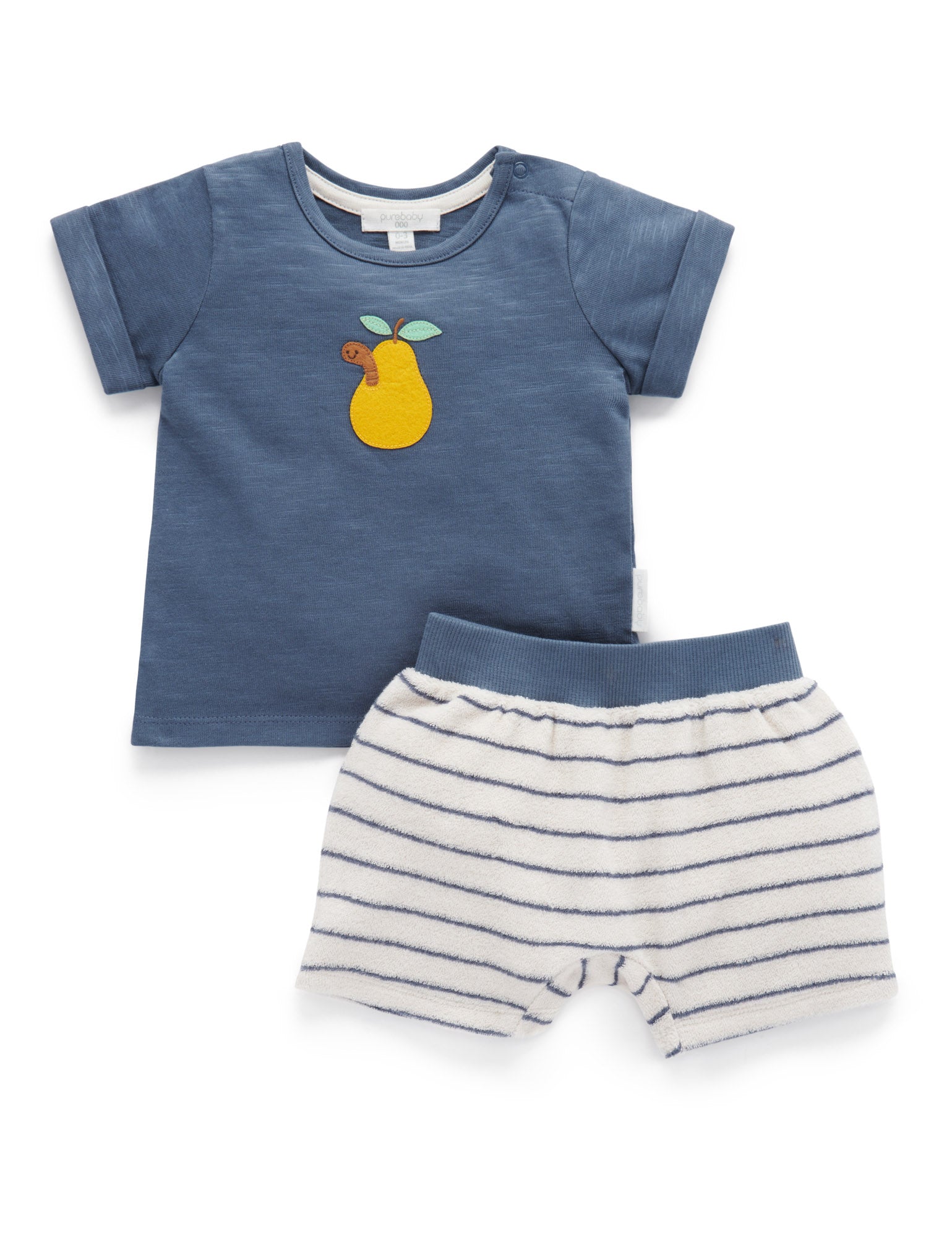 Towelling Short and Tee Set - Bluestone Stripe