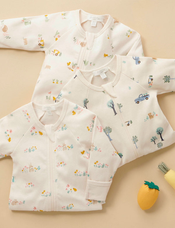 Printed Zip Growsuit - Veggie Patch Print