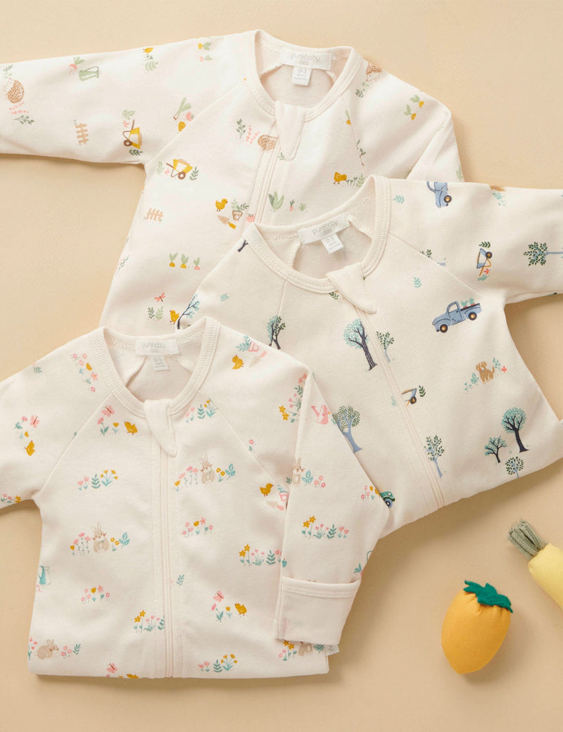 Printed Zip Growsuit - Veggie Patch Print
