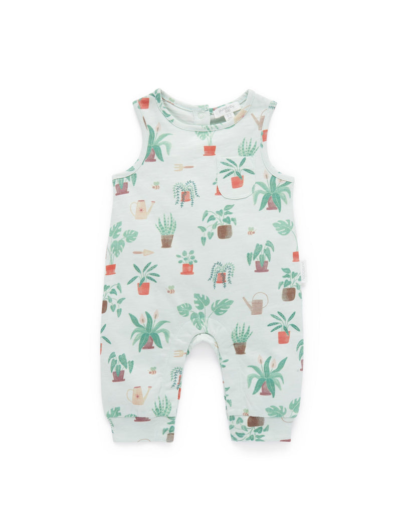 Sleeveless Henley Growsuit - Potting Print