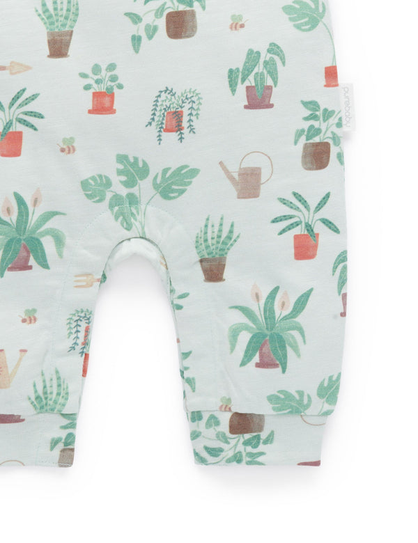 Sleeveless Henley Growsuit - Potting Print