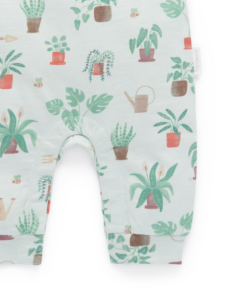 Sleeveless Henley Growsuit - Potting Print