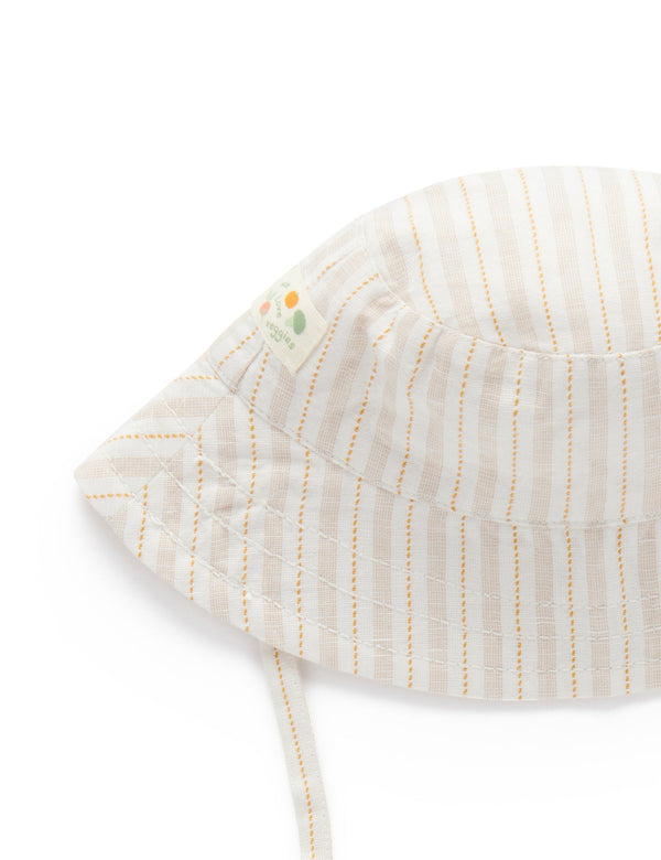 Linen Blend Bucket Hat - Sunshine Stripe