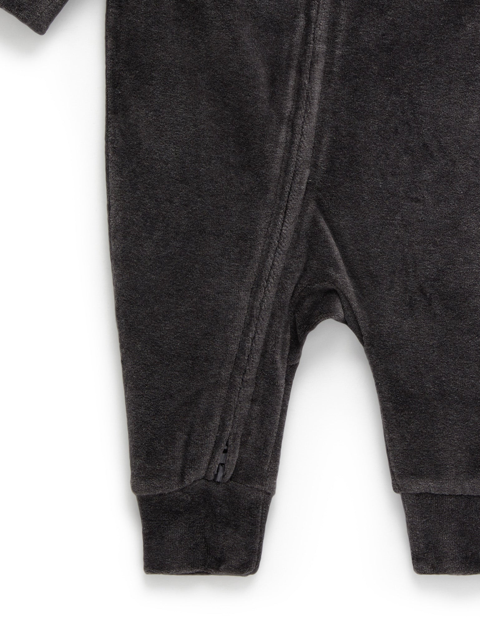 Velour Zip Growsuit - Charcoal Melange