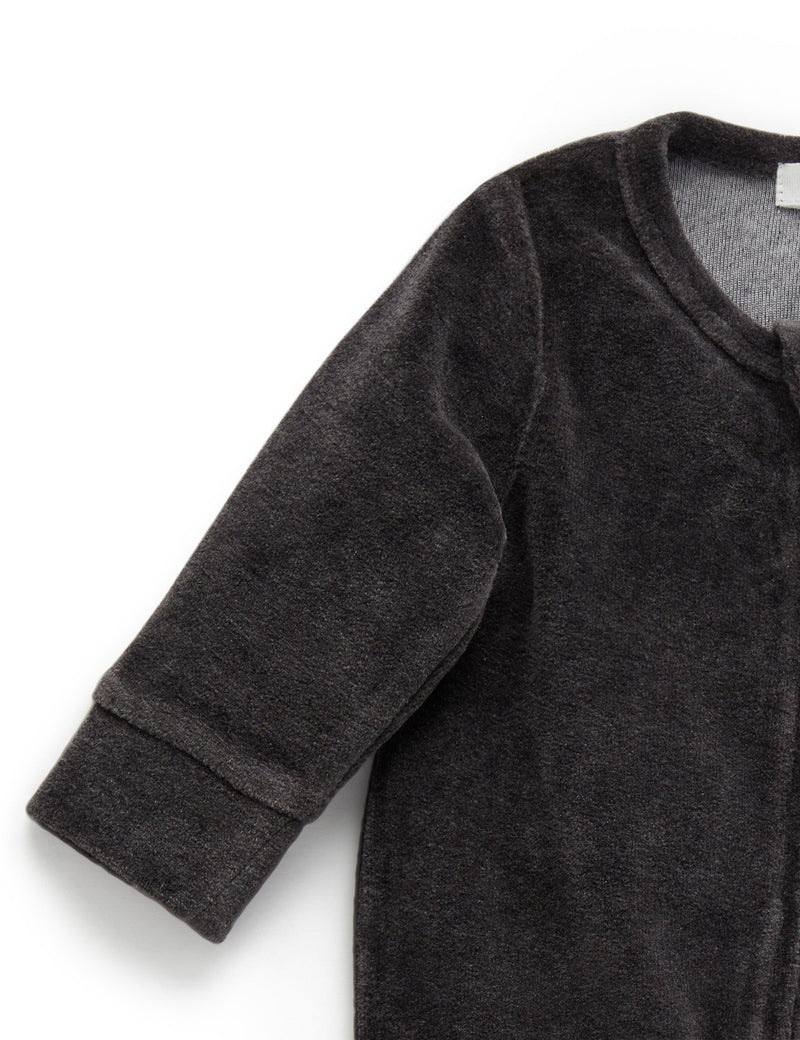 Velour Zip Growsuit - Charcoal Melange