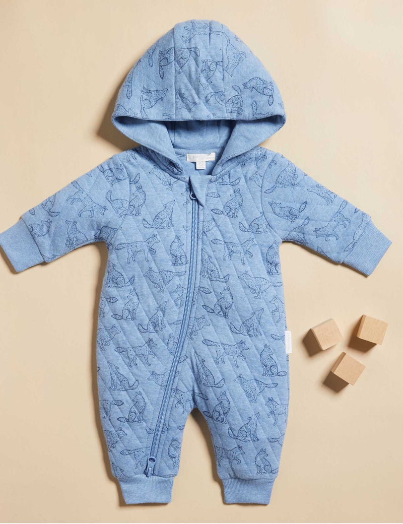 Wolf Quilted Growsuit - River Pack Print