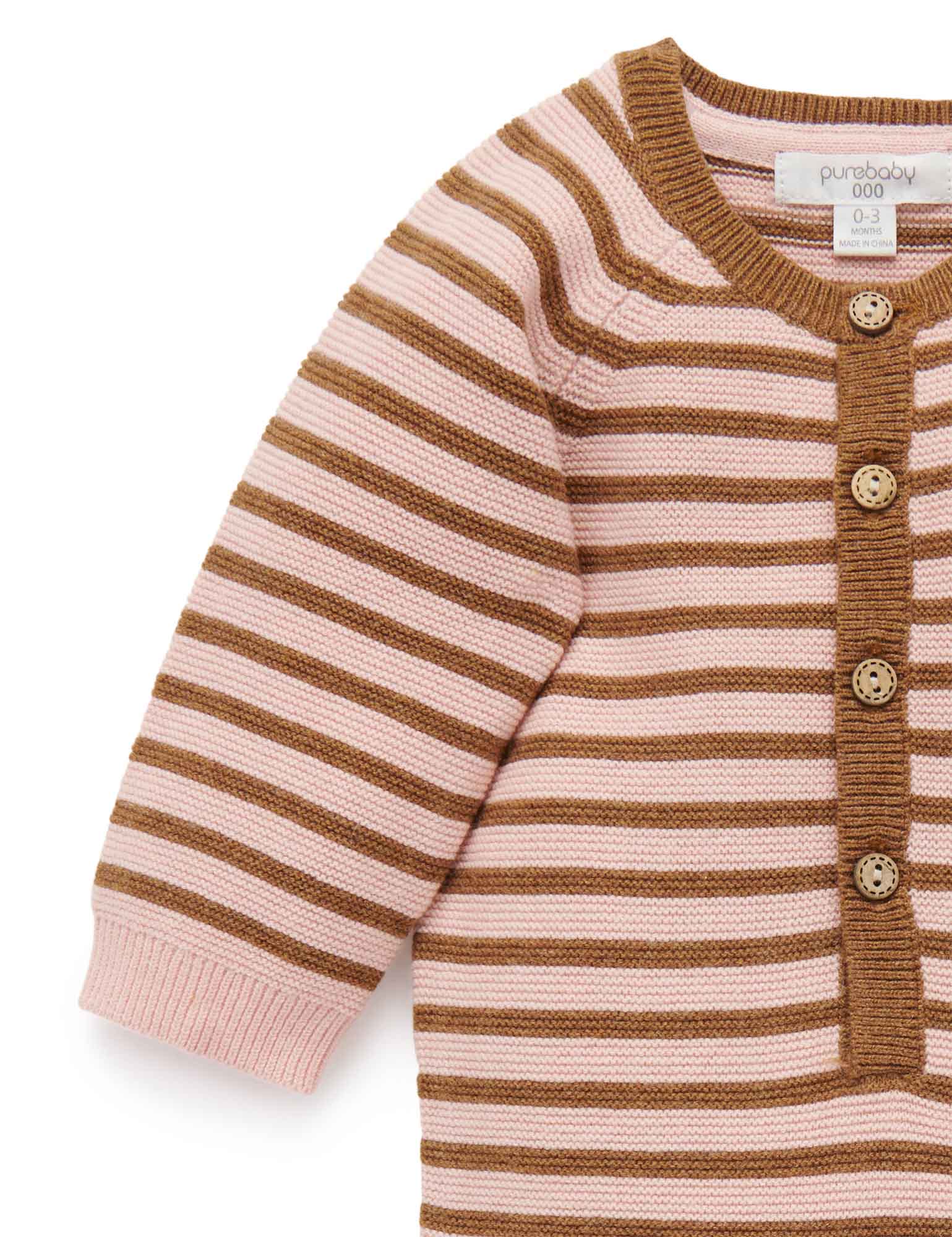 Stripe Knit Growsuit - Wild Rose Mini Stripe