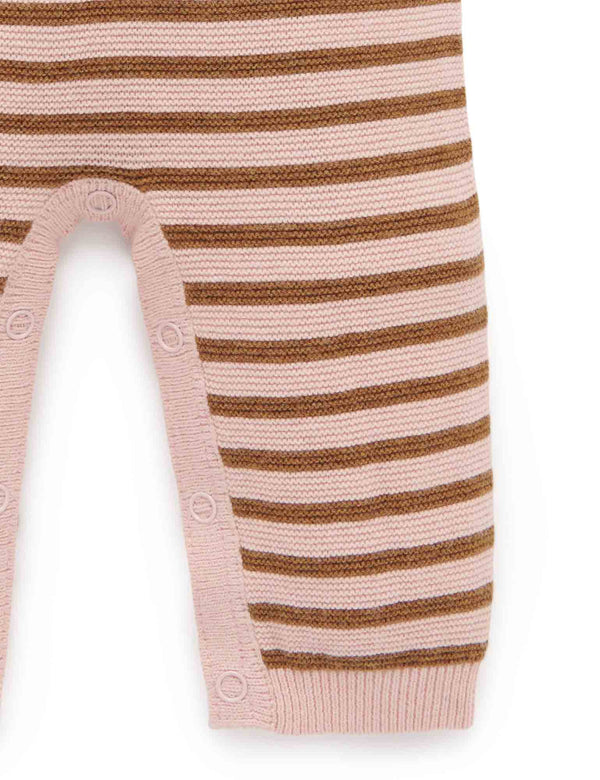 Stripe Knit Growsuit - Wild Rose Mini Stripe