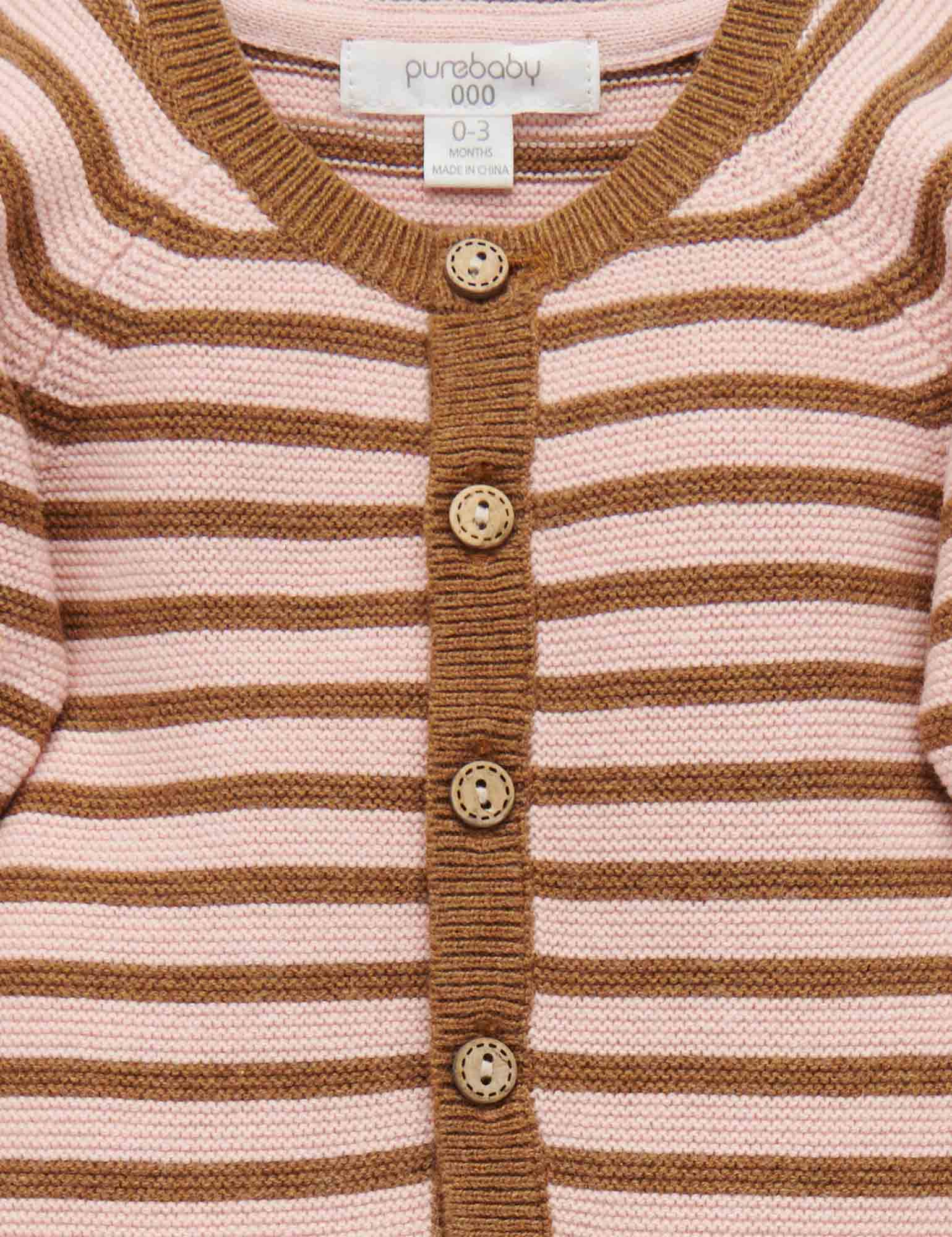 Stripe Knit Growsuit - Wild Rose Mini Stripe