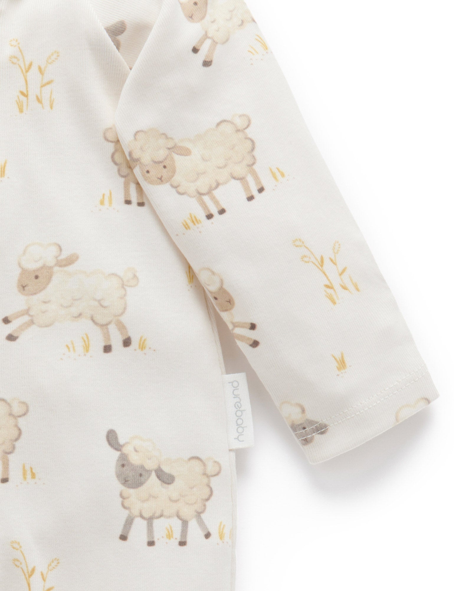 Printed Zip Growsuit - Leaping Lambs Print