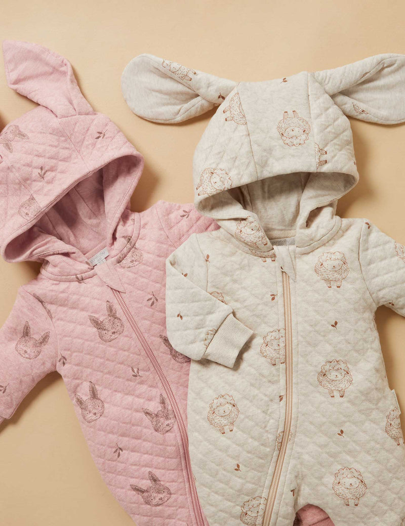 Lamb Quilted Growsuit - Happy Lamb Print