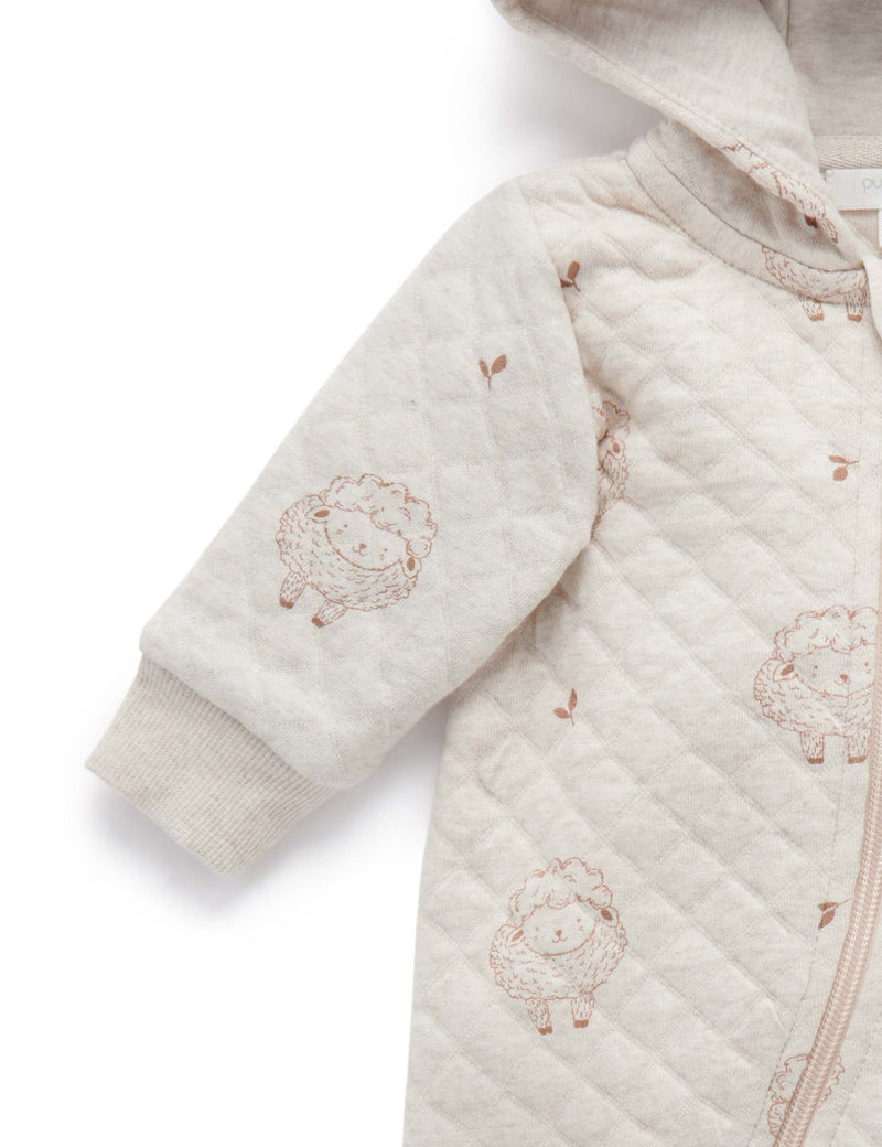 Lamb Quilted Growsuit - Happy Lamb Print