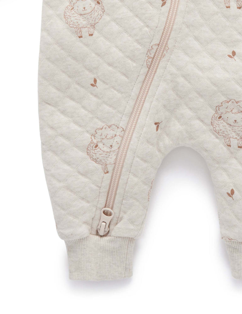 Lamb Quilted Growsuit - Happy Lamb Print
