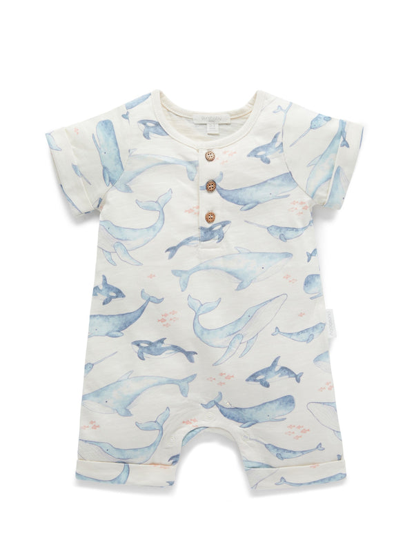Henley Growsuit - Whale Pod Print