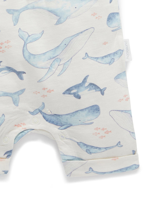 Henley Growsuit - Whale Pod Print
