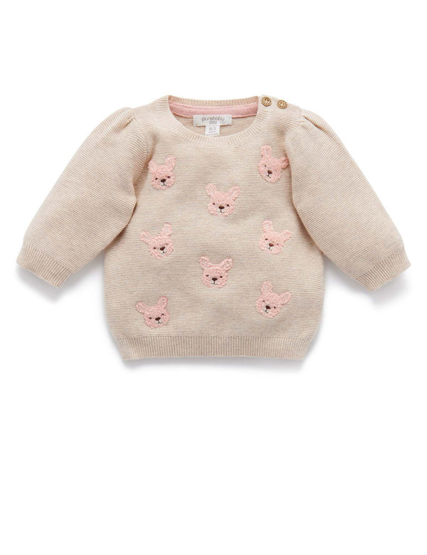 Bunny Friends Jumper - Almond Melange
