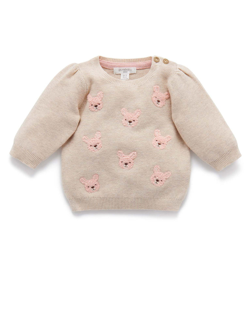 Bunny Friends Jumper - Almond Melange