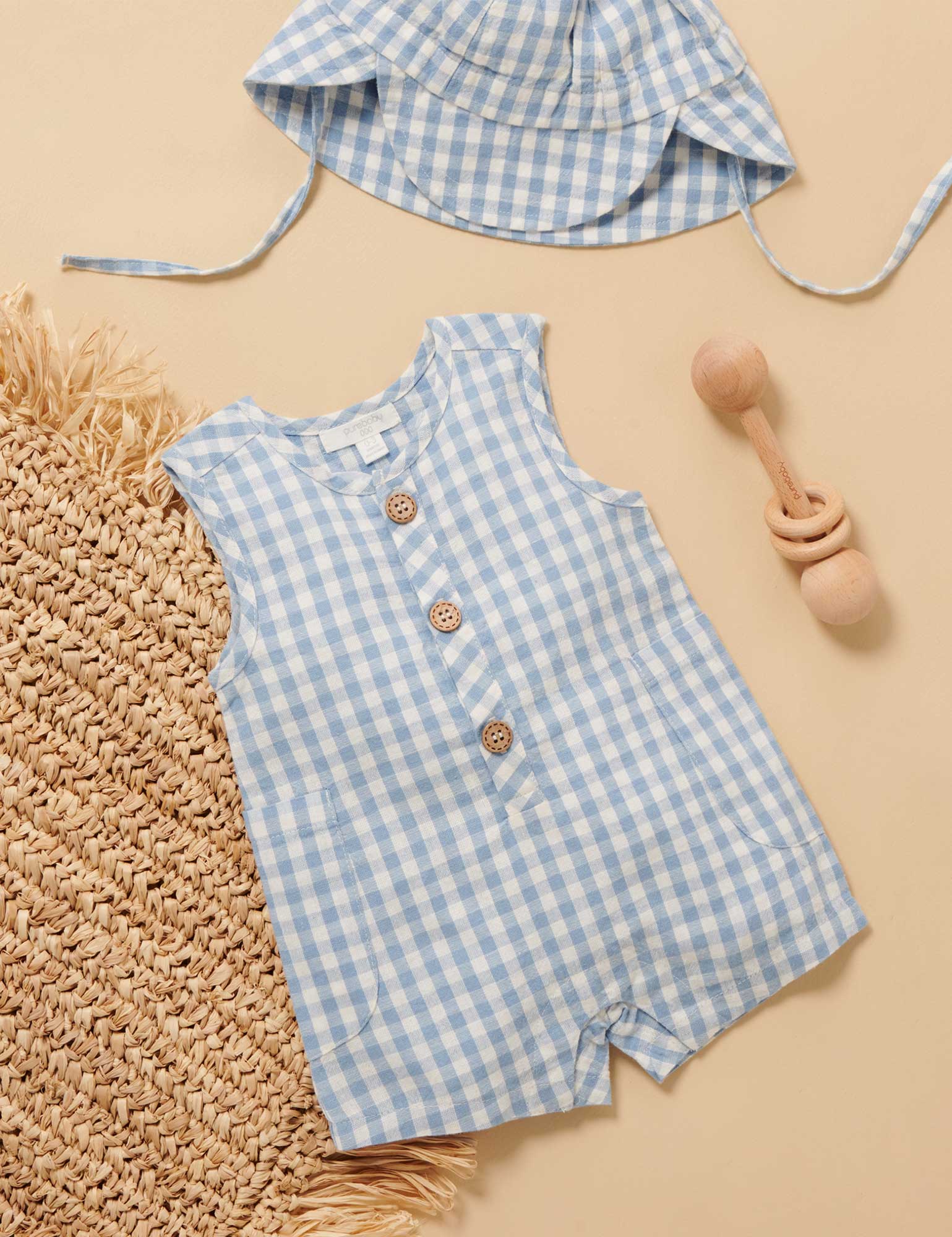 Legionnaires Hat - Dusty Blue Gingham