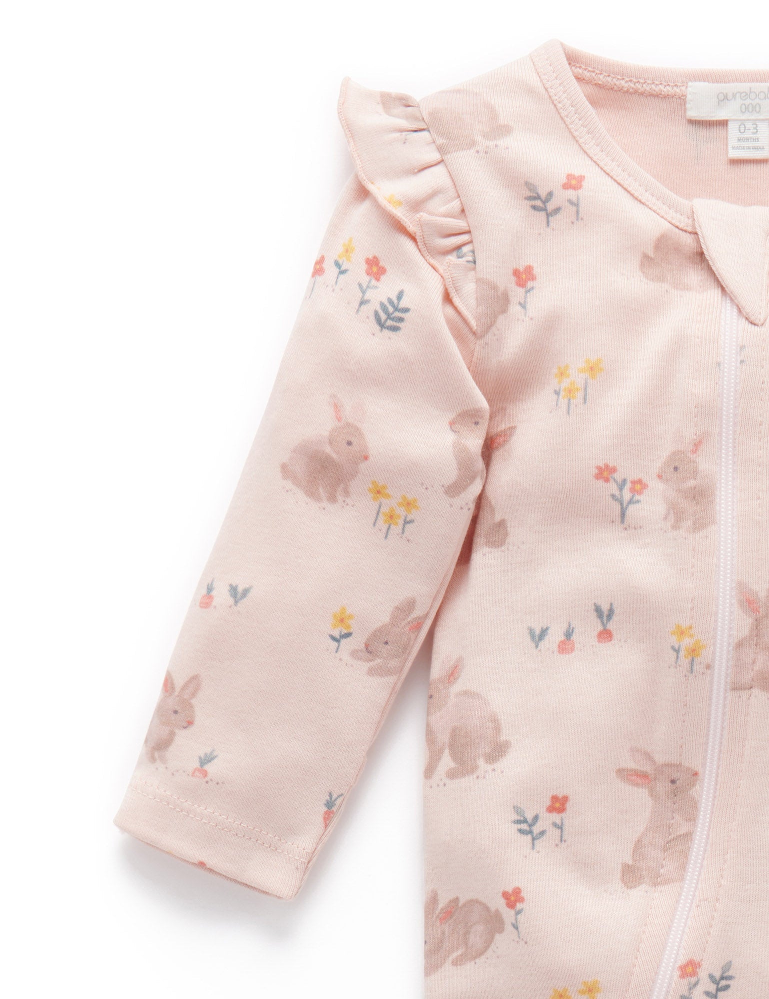 Printed Zip Growsuit - Hoppity Hop Print