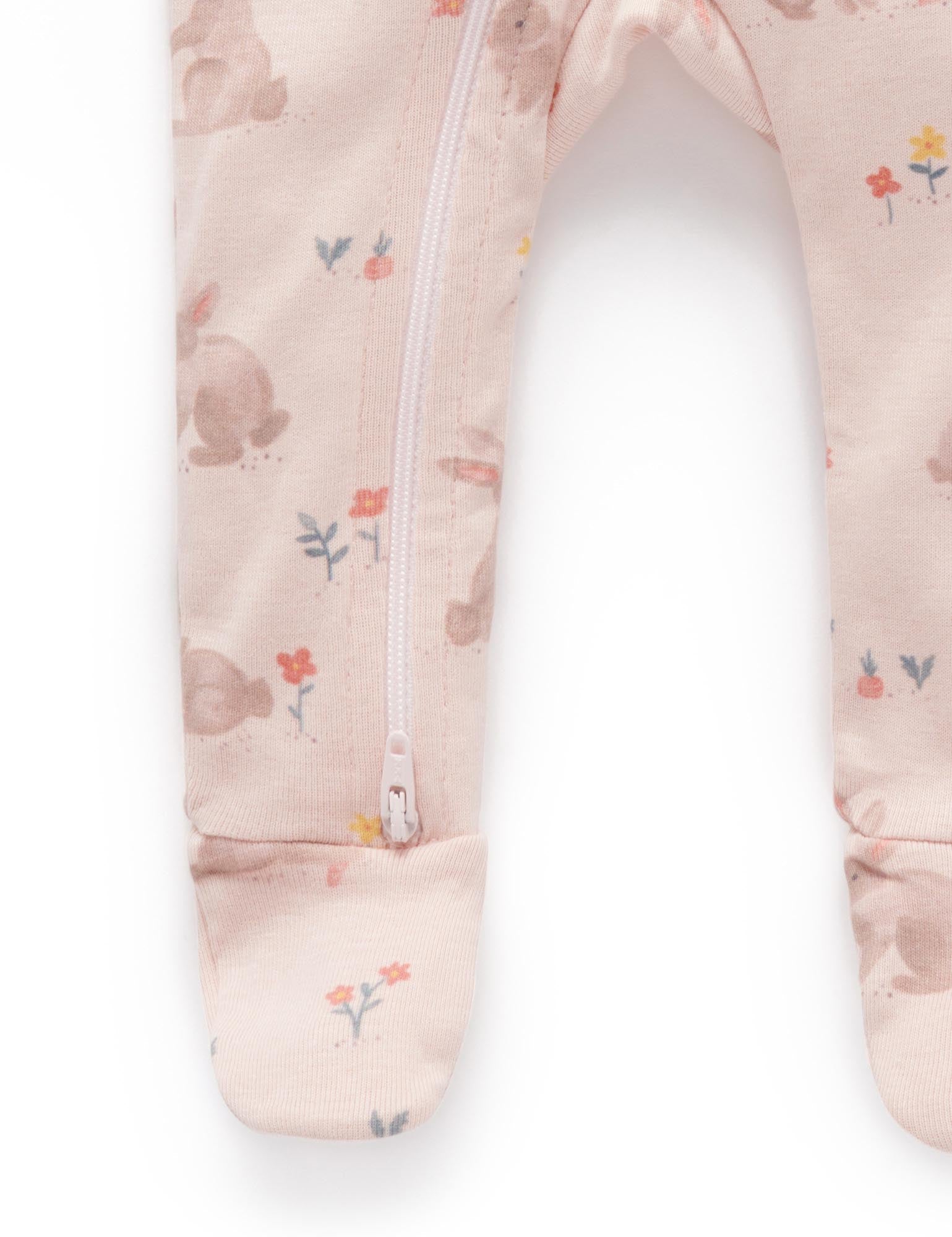 Printed Zip Growsuit - Hoppity Hop Print