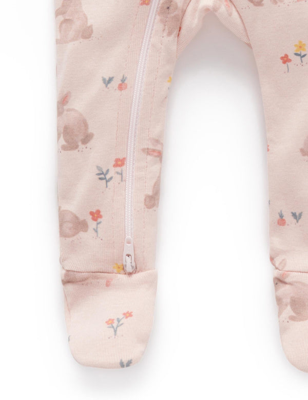 Printed Zip Growsuit - Hoppity Hop Print