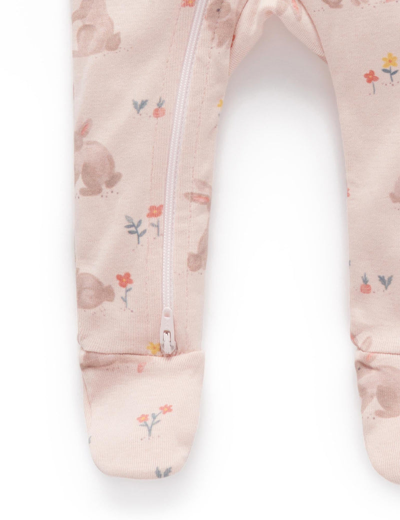 Printed Zip Growsuit - Hoppity Hop Print