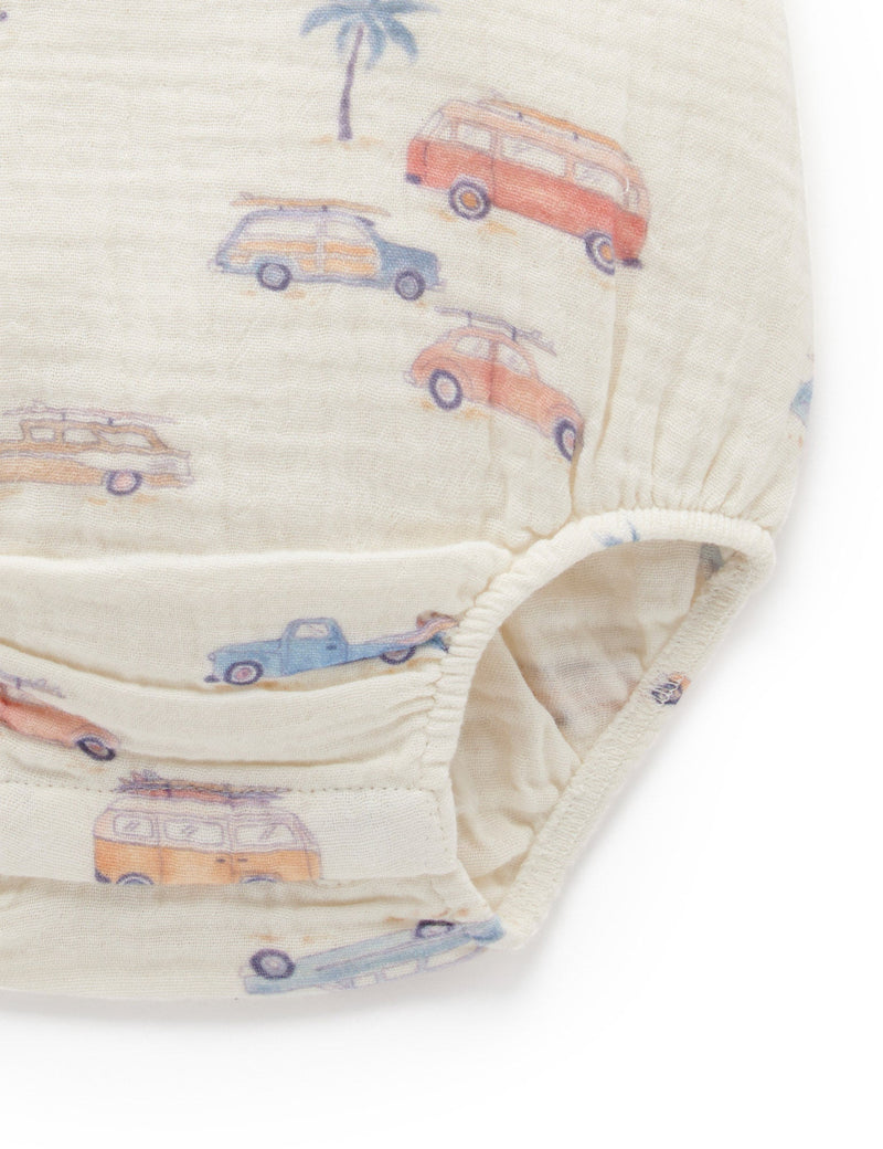 Surf's Up Romper - Coastal Cars Print